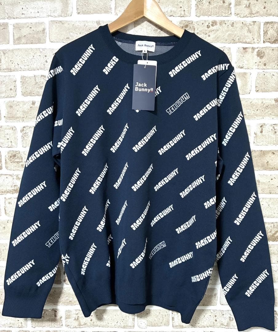 【フォロー割】新品 ジャックバニー メンズ プルオーバーセーター サイズ6 総柄