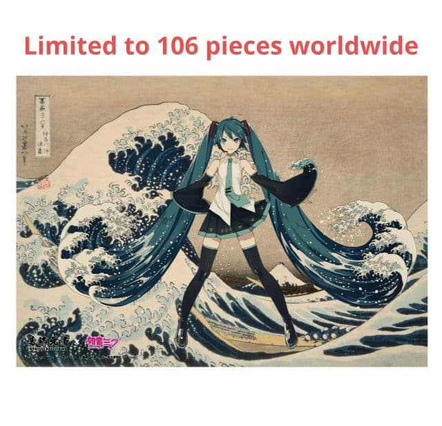 葛飾北斎　初音ミク シリアルナンバー　アクリルパネル 冨嶽三十六景 神奈川沖浪裏