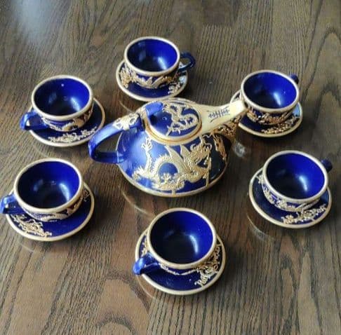 中国骨董唐物最高級品中国宮廷茶道具13点セット琉璃釉金絲象嵌龍乾隆帝愛用した物