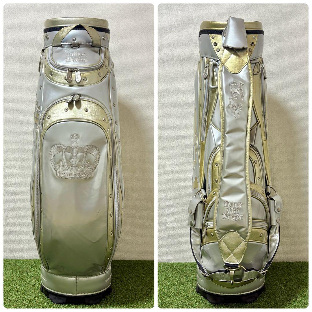 ダンスウィズドラゴン　キャディバッグ　3点式　ゴールド　エナメル　フードなし