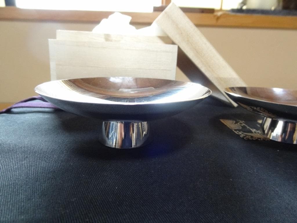 純銀　銀杯　三っ重　桐箱　約207g