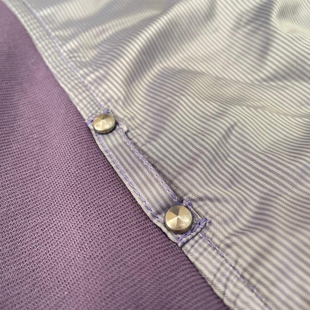 COUP DE CHANCEゴルフハーフジップ 半袖ワンピース紫38 切り替え