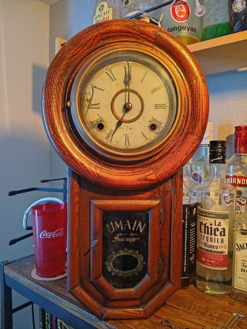 尾長時計「地球馬印」ゼンマイ式振り子時計 ボンボン時計