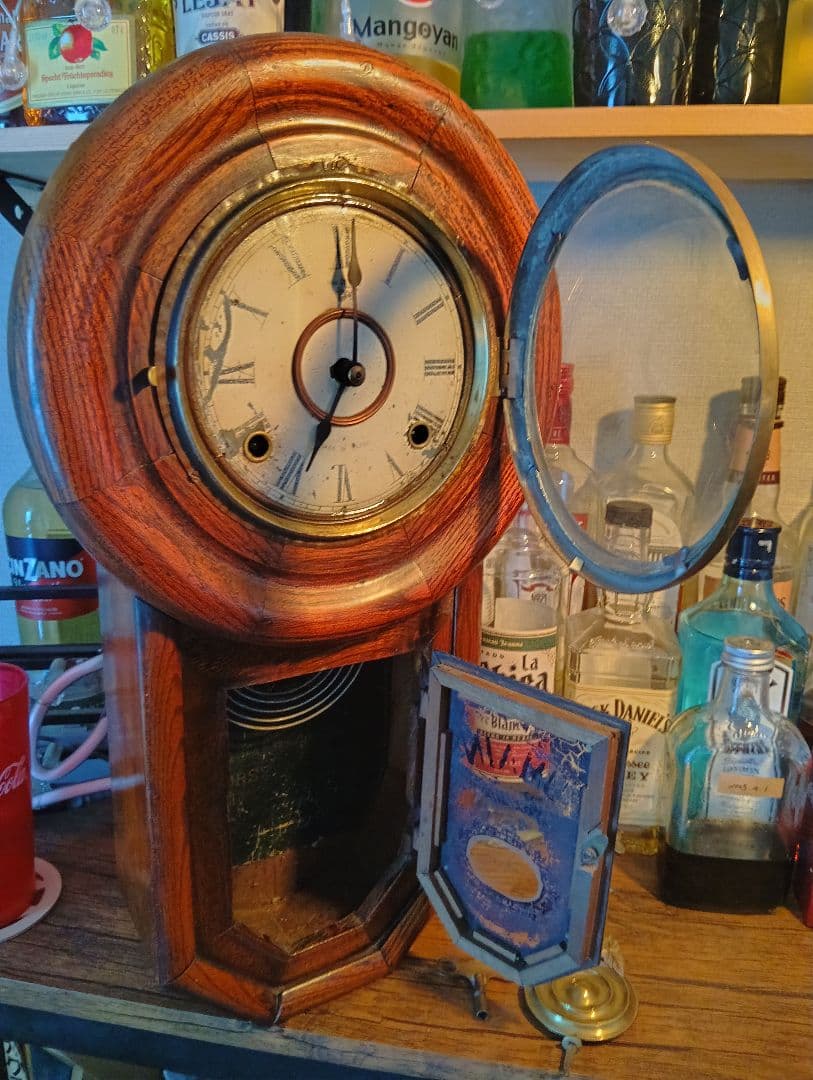 尾長時計「地球馬印」ゼンマイ式振り子時計 ボンボン時計