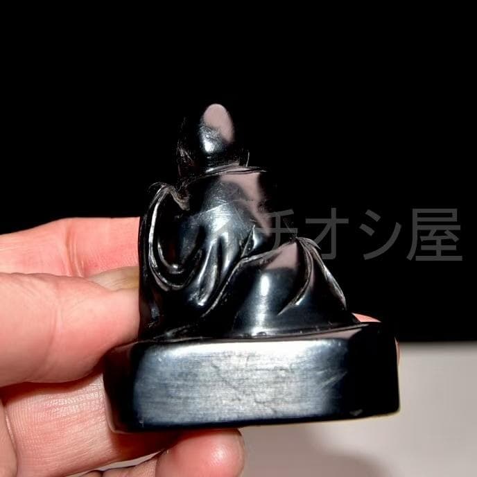 中国古美術 寿山芙蓉石彫 黒色印鑑 共箱 極細工 原石原色彫刻 骨董品 時代物