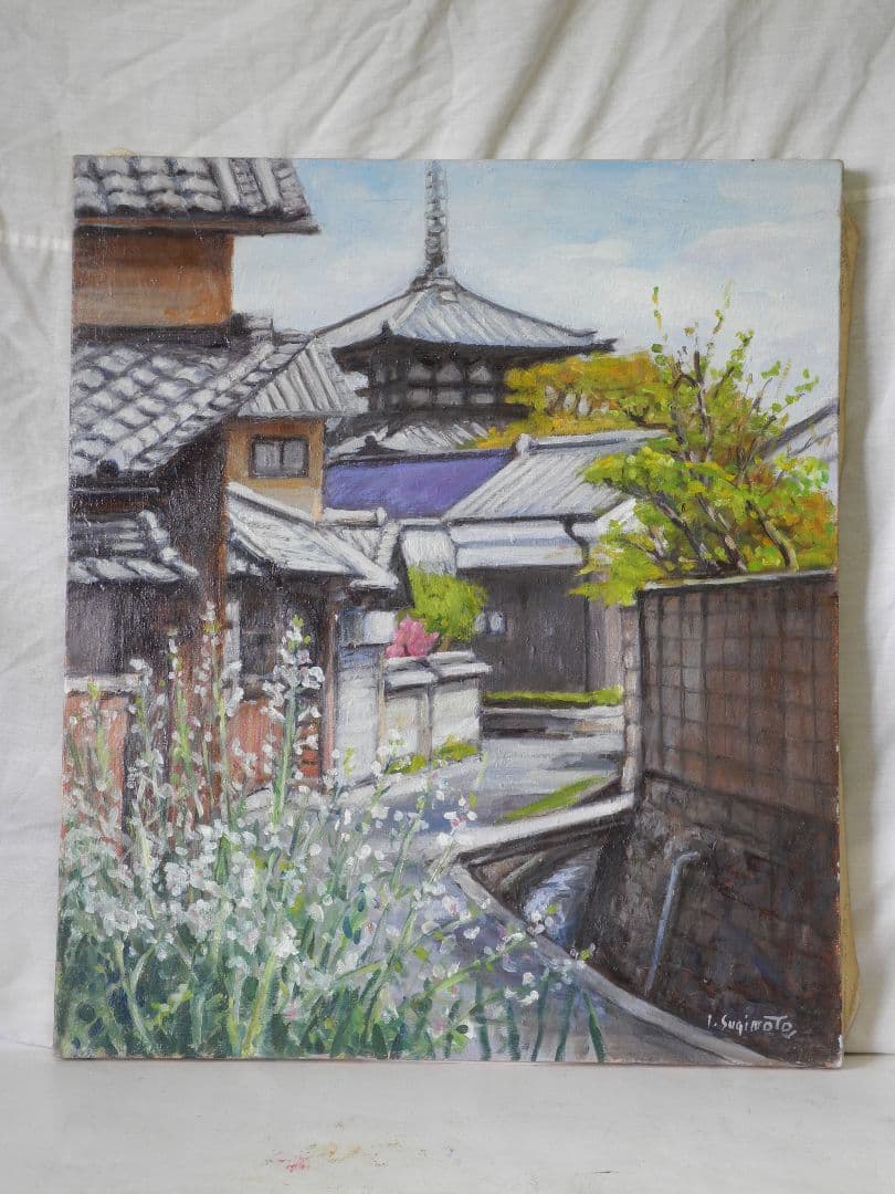 油絵法輪寺風景