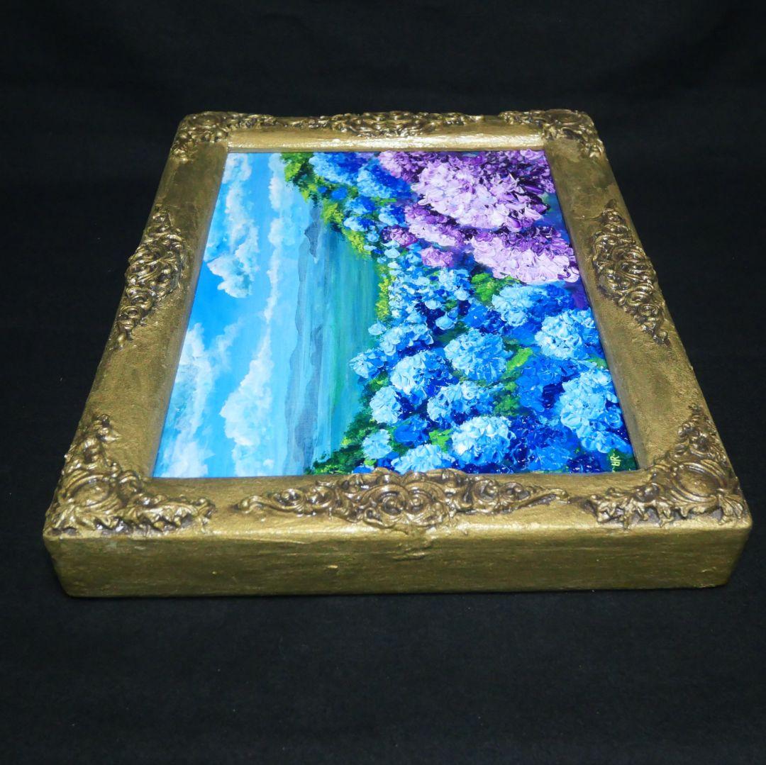 油絵 油彩 油彩画 絵画 絵【紫雲出山の紫陽花】