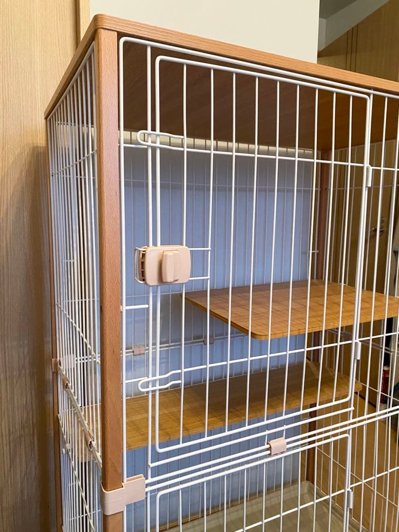 [お引取り限定]木製フレーム 二段式キャットケージ