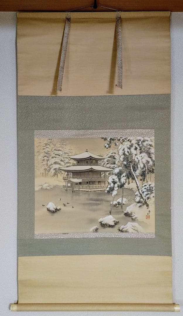 出口対石　金閣寺雪景色