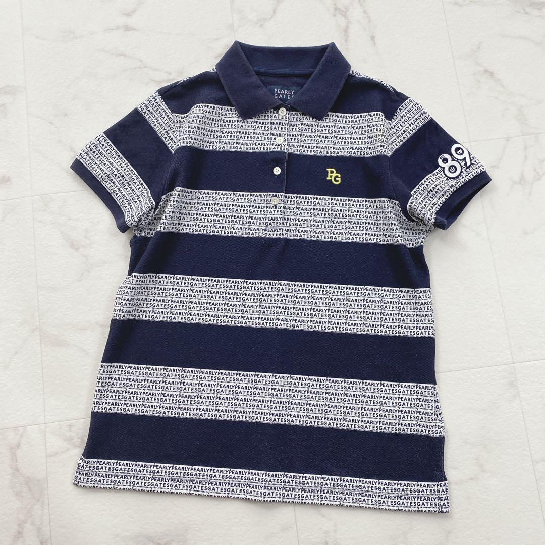 パーリーゲイツ 2021年モデル ボーダーロゴ ポロシャツ 刺繍　ゴルフウェア