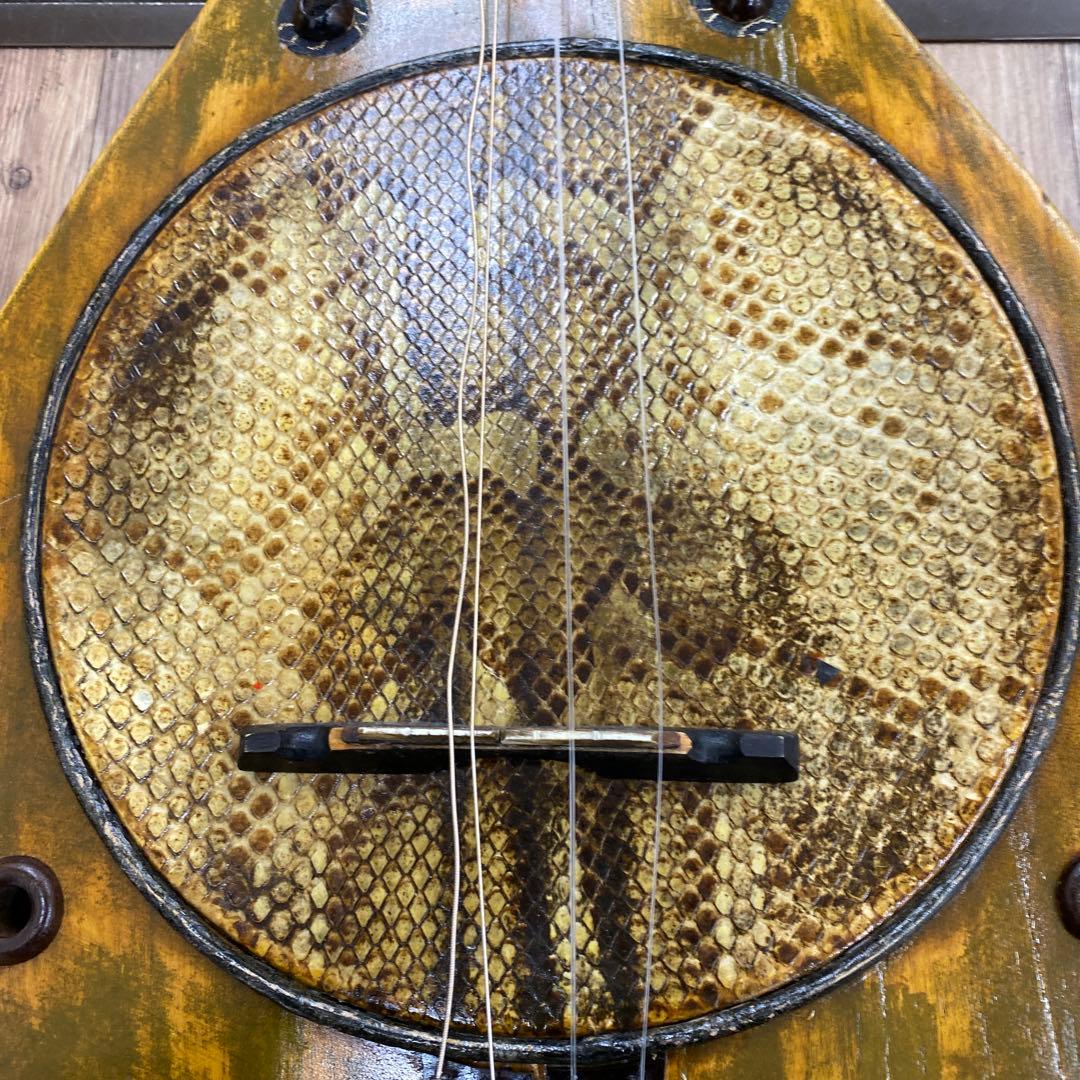 中国美術　木製　四弦秦琴　袋付　106㎝　東な7-1208