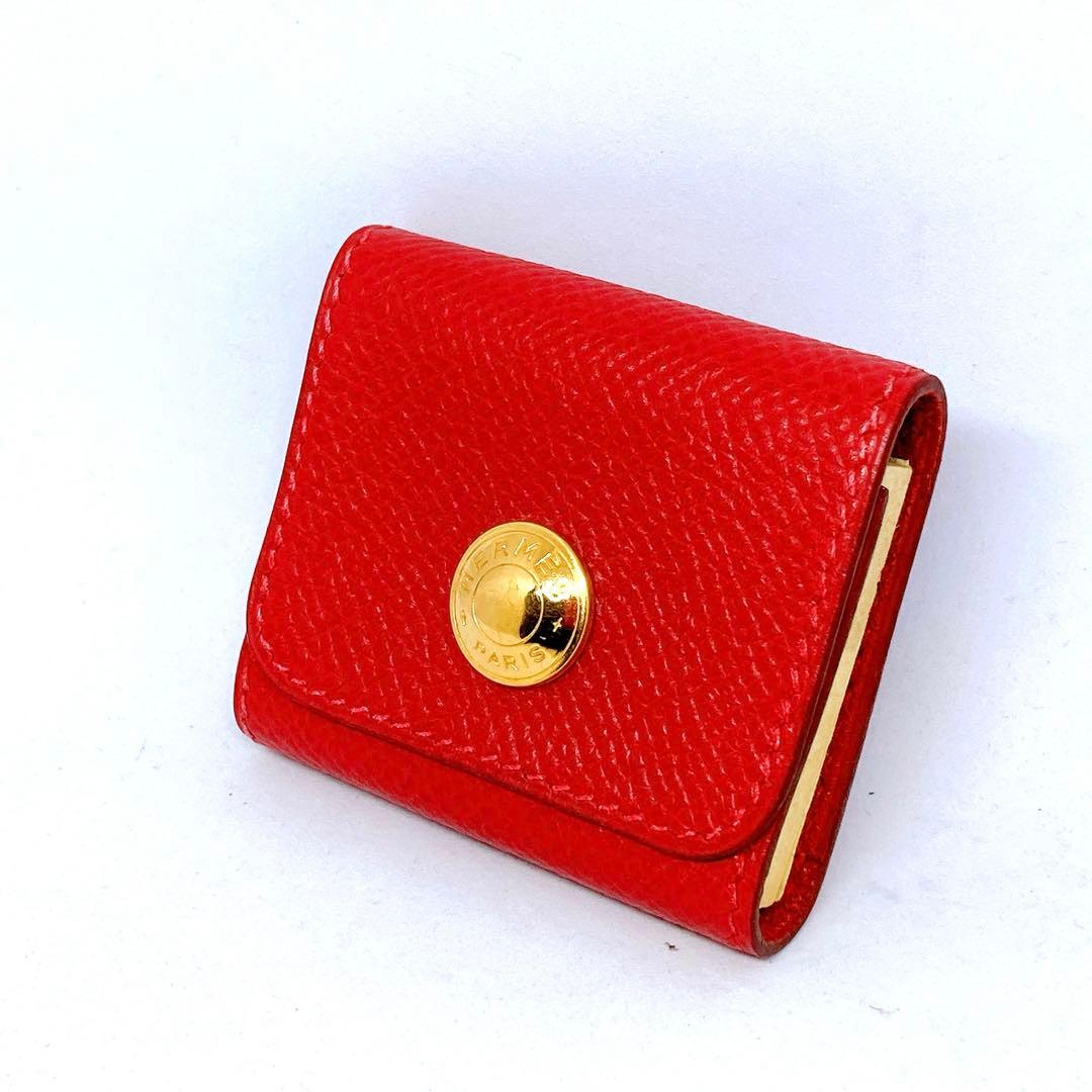 894 エルメス　ポストイットケース　エプソン　革　メモ帳　赤