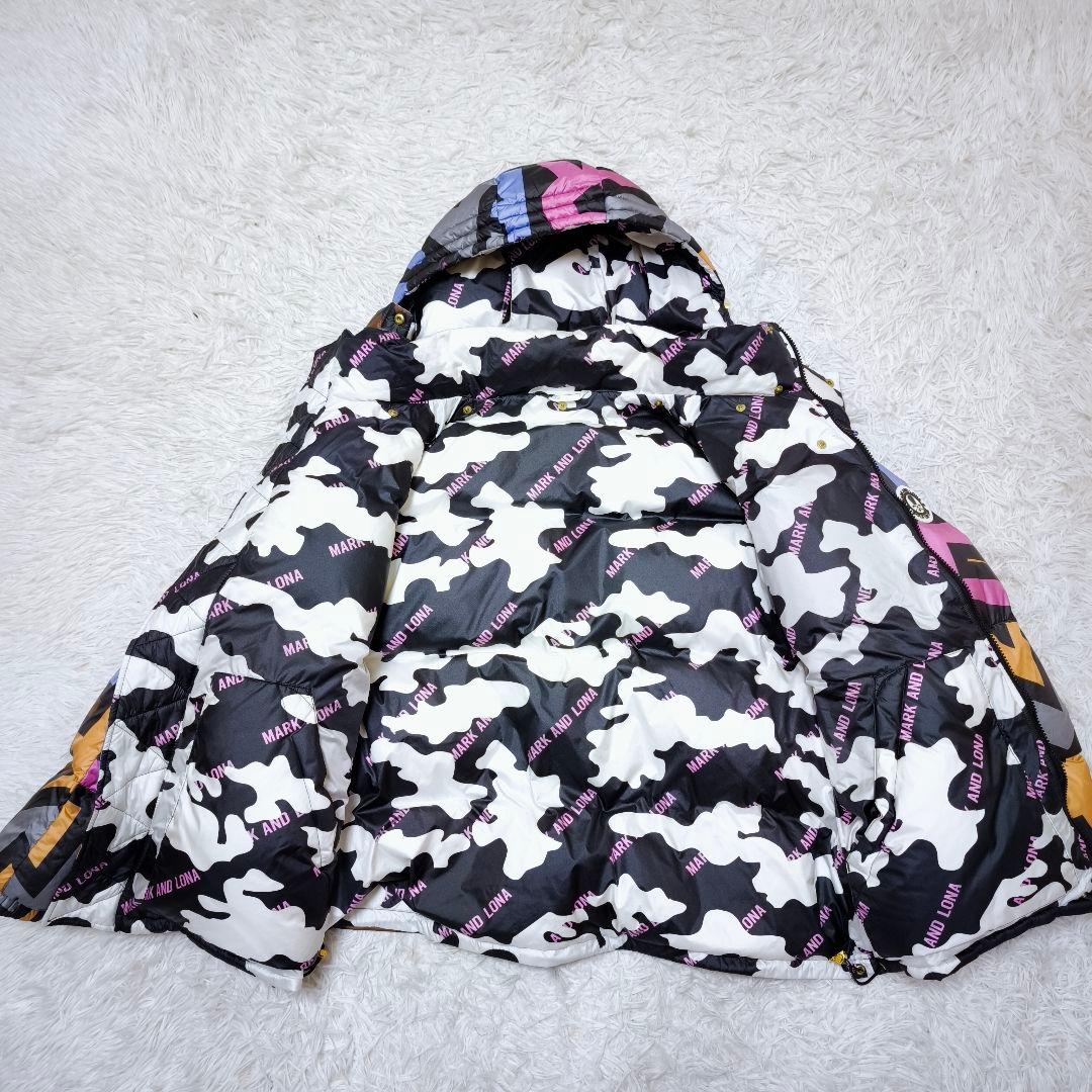 美品マークアンドロナ MARK&LONA総柄 リバーシブル ダウンジャケット48