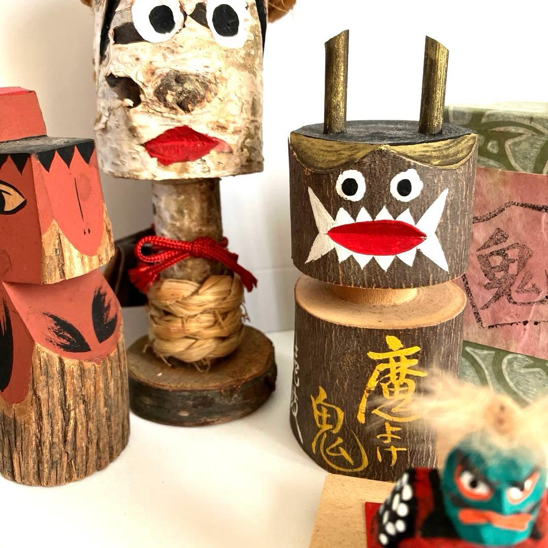 鬼こけし 妖怪 大津絵 鬼剣舞 魔除け鬼 鹿踊り 祭事 むくり こくり 怪異6点