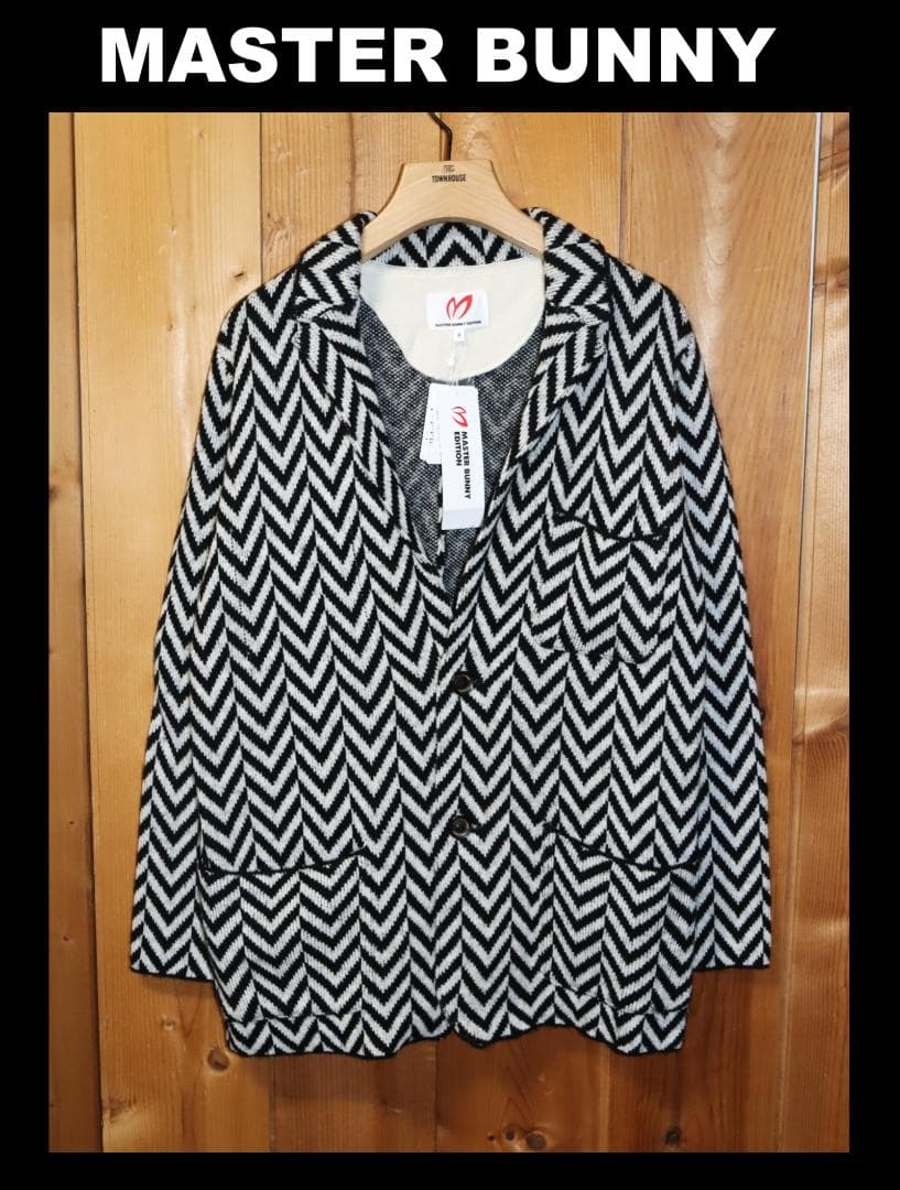新品 マスターバニー ヘリンボーン ウールニット 2B ジャケット (4/M)Ⓗ