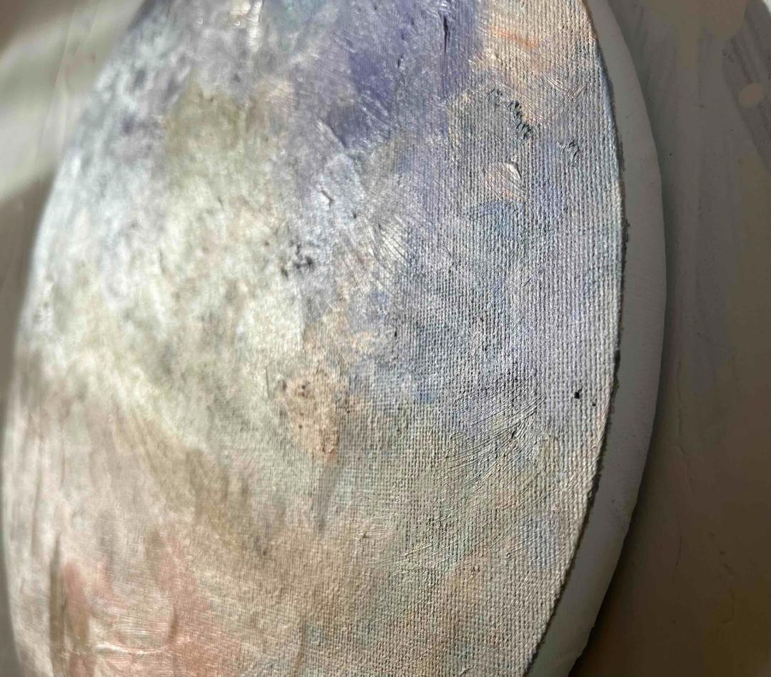 油彩 絵画 『空』丸形アートパネル 直径30cmインテリア 絵画 原画