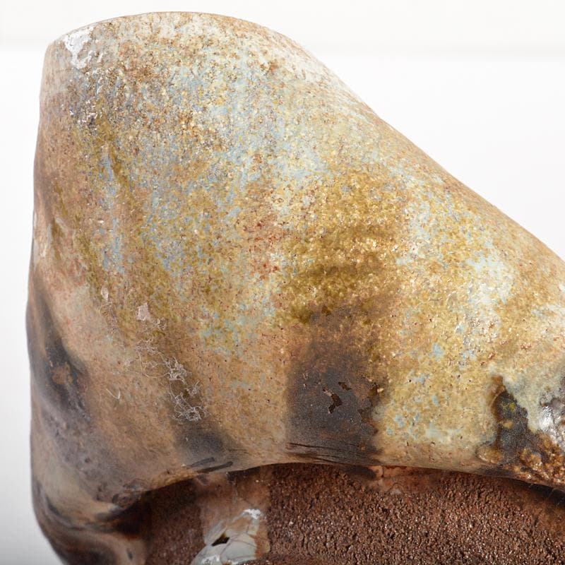 唐津焼　古唐津　釉垂れ　手びねり　変形碗　時代箱付　C　R6652