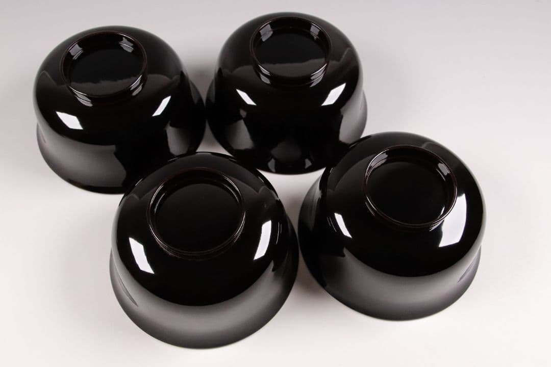 CK82 塗師 辻石斎 盃蓋吸物椀 四客 朱塗 黒塗 波に鳥 金蒔絵 木製漆器