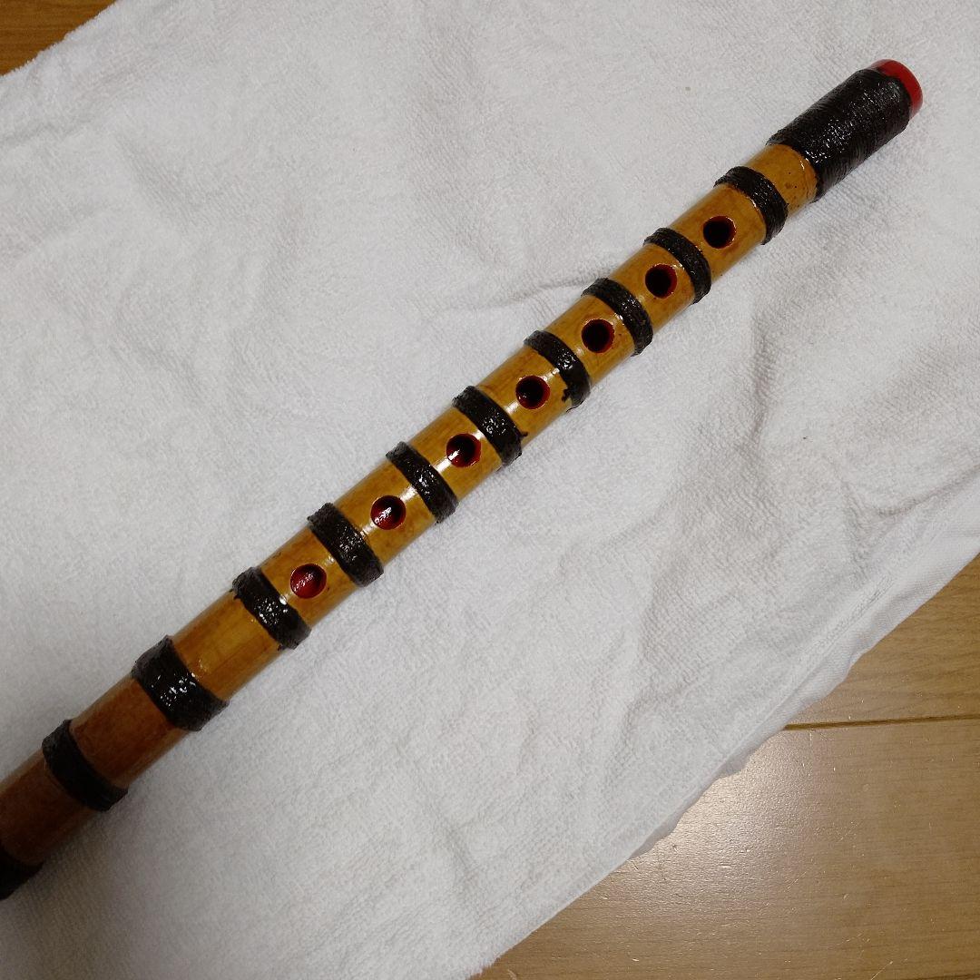 篠笛 木製 欅色と黒のストライプ四本調子七穴古典調（囃子用）