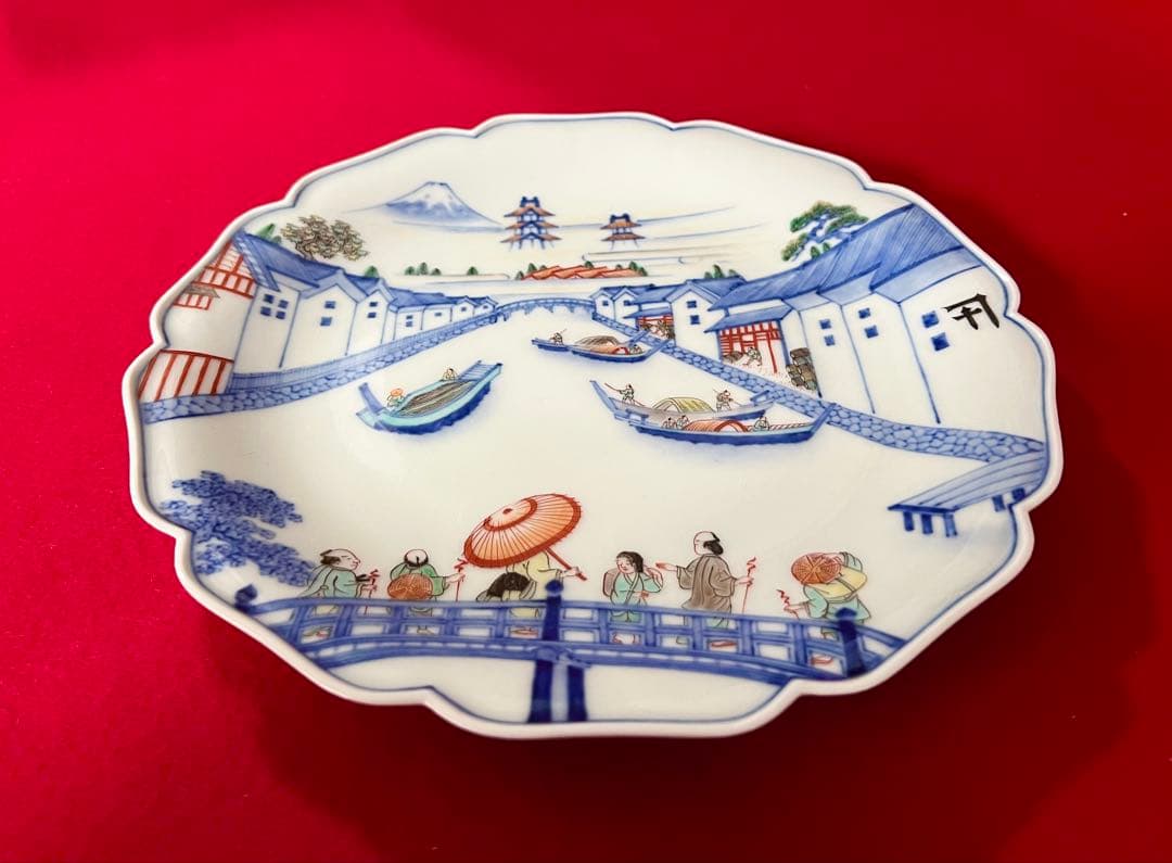 古美術 今右衛門作 人物 風景 飾り皿　木箱付き コレクション 骨董品