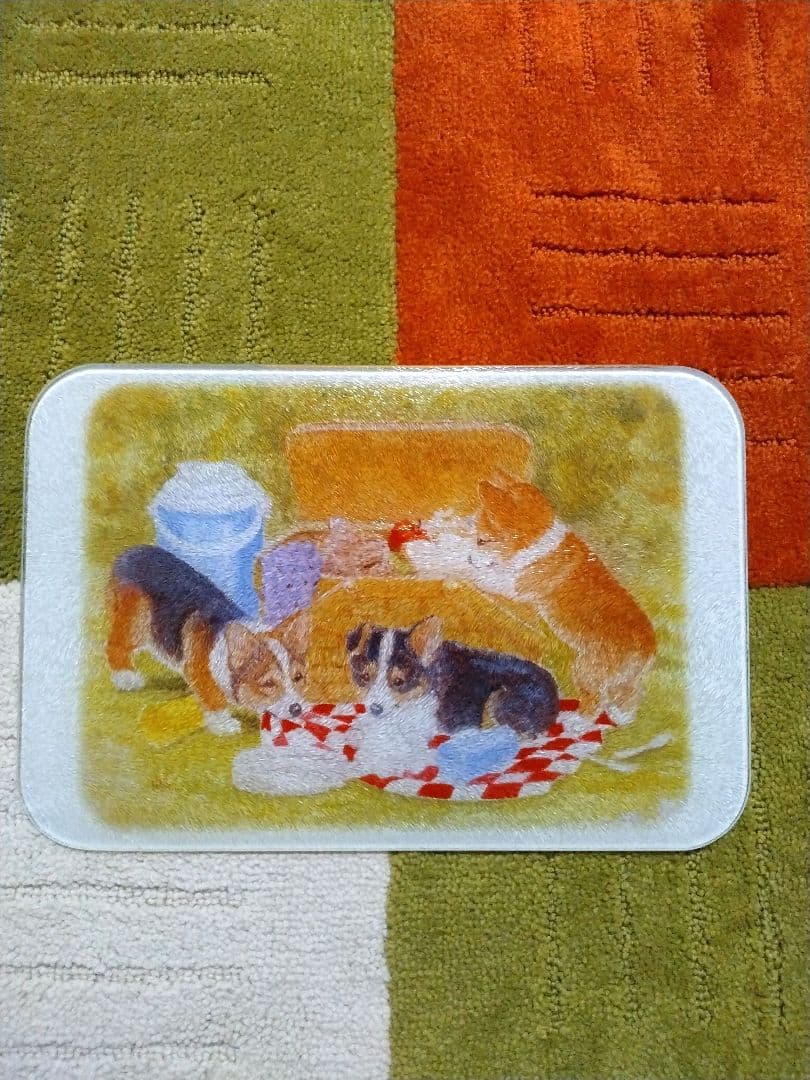 コーギー パピー 子犬 ガラスのカッティングボート