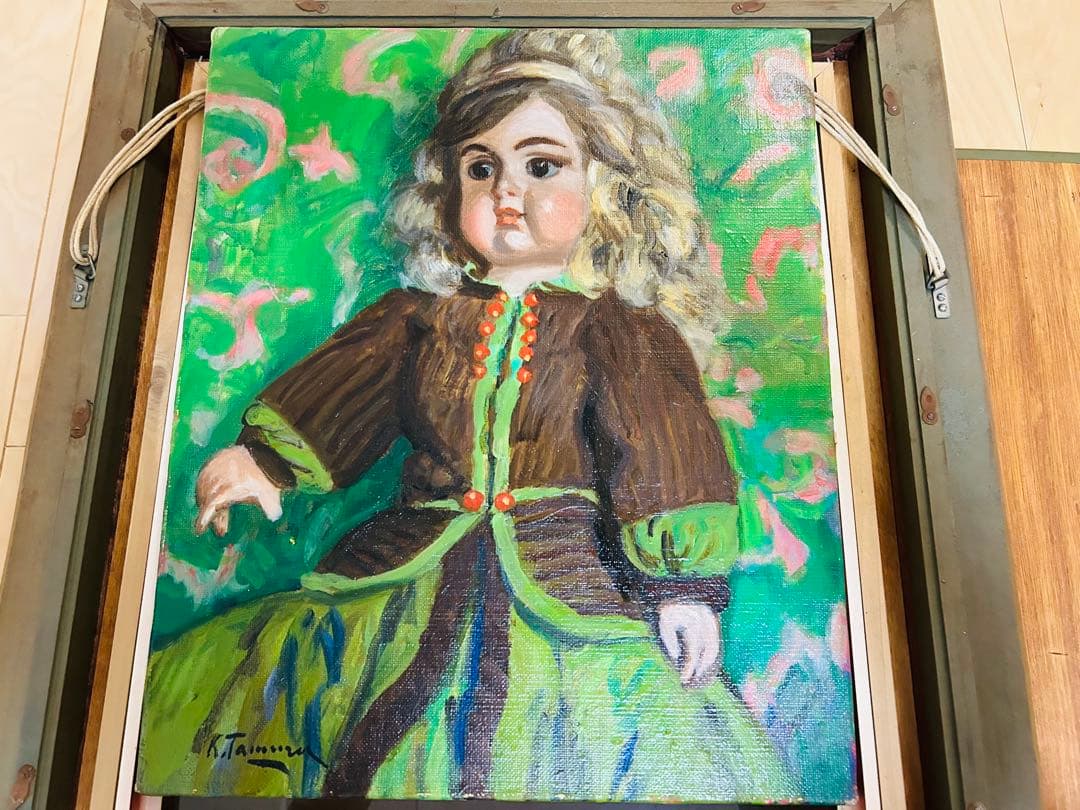 真作保証 田村孝之介 油彩8号 人形画 大地堂豪華額装 高島屋美術部購入 美品