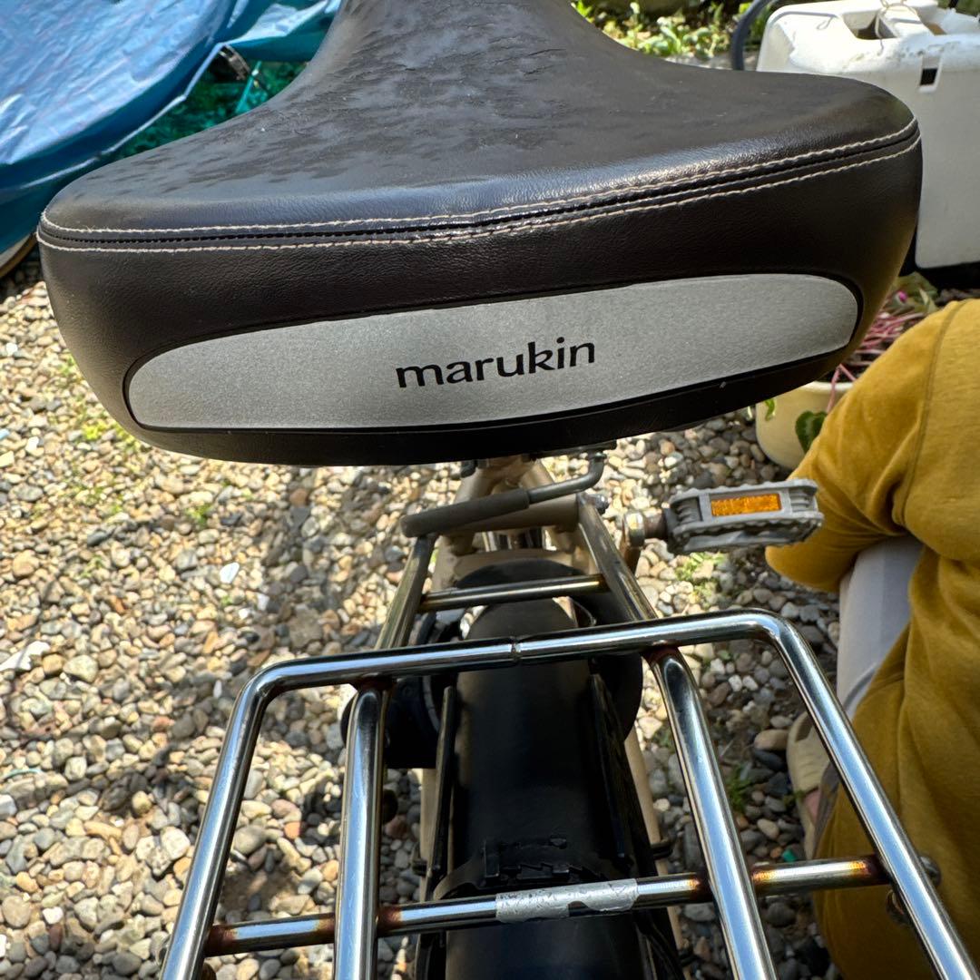 シティサイクル ベージュ 前面バスケット付き　マルキン　3段ギア付き