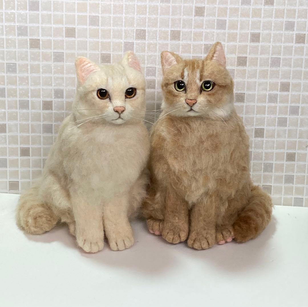 羊毛フェルト 猫 サンプルページ 茶トラ キジトラ クリーム色 ペットロス