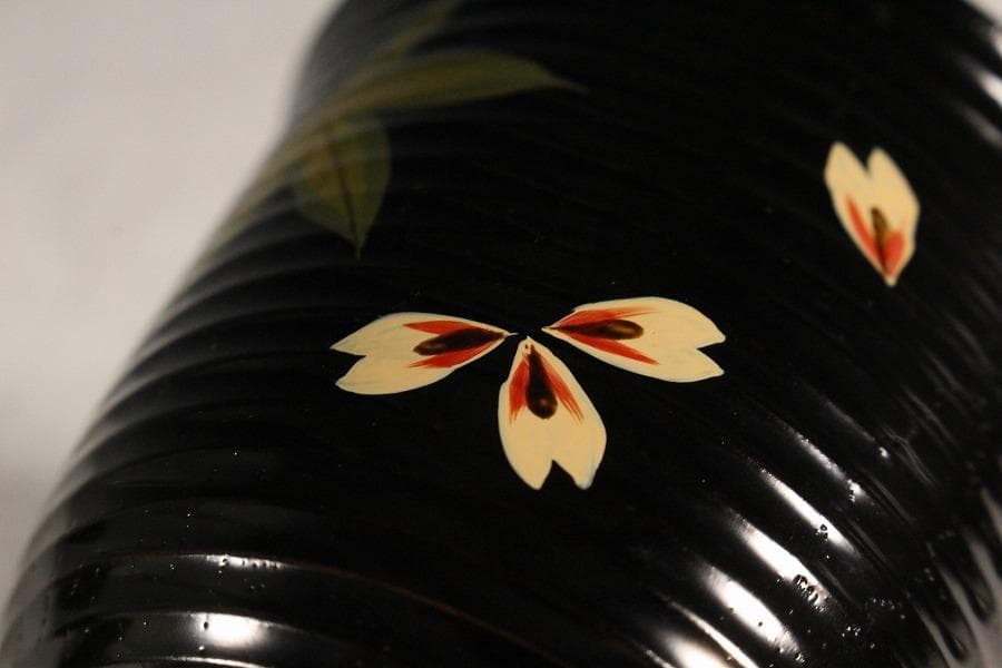 塗師 表次造 色絵雲錦 黒小吸物椀 十客 共箱 美品(K-XA874)