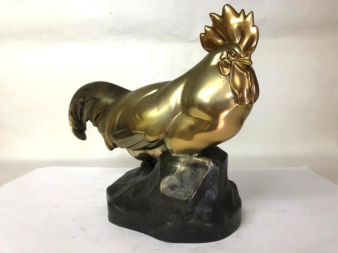 銅器:岩上鶏(メッキ仕上)