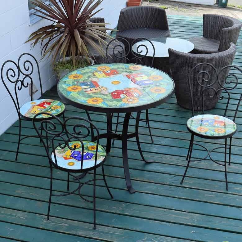 イタリア テーブルセット ガーデン 5点セット 90cm ニーノパルッカ