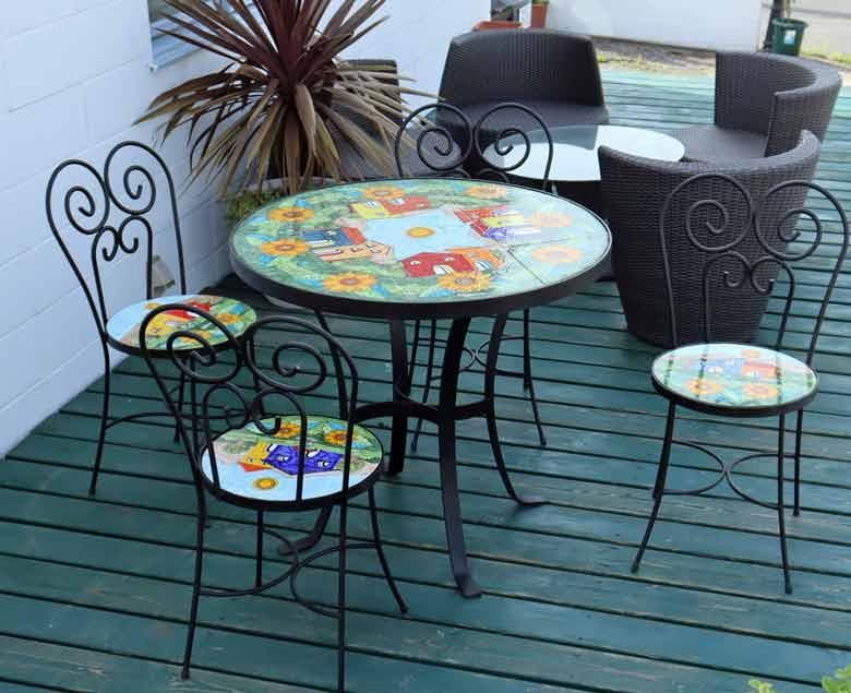 イタリア テーブルセット ガーデン 5点セット 90cm ニーノパルッカ