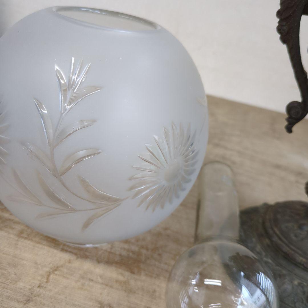 アンティーク　ランプ　ガラス　オブジェ　骨董　アルコールランプ　ディスプレイ　灯