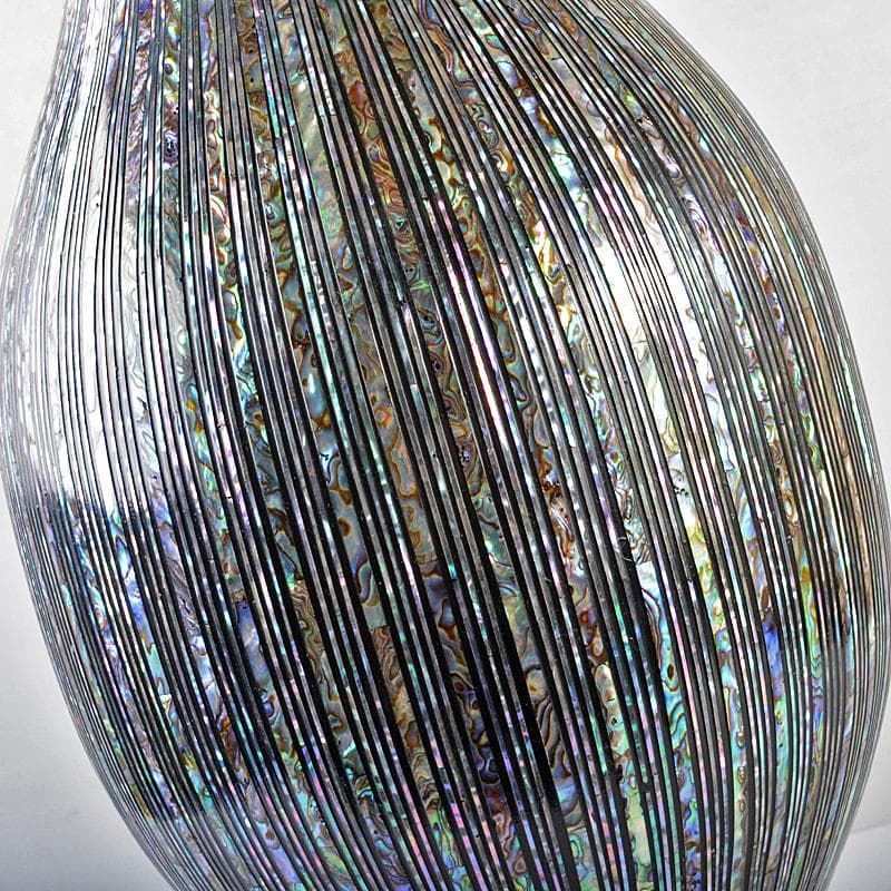 朝鮮美術　黒漆　螺鈿細工　縞紋様瓶　高さ約55.5cm　唐木台　F　R5826B