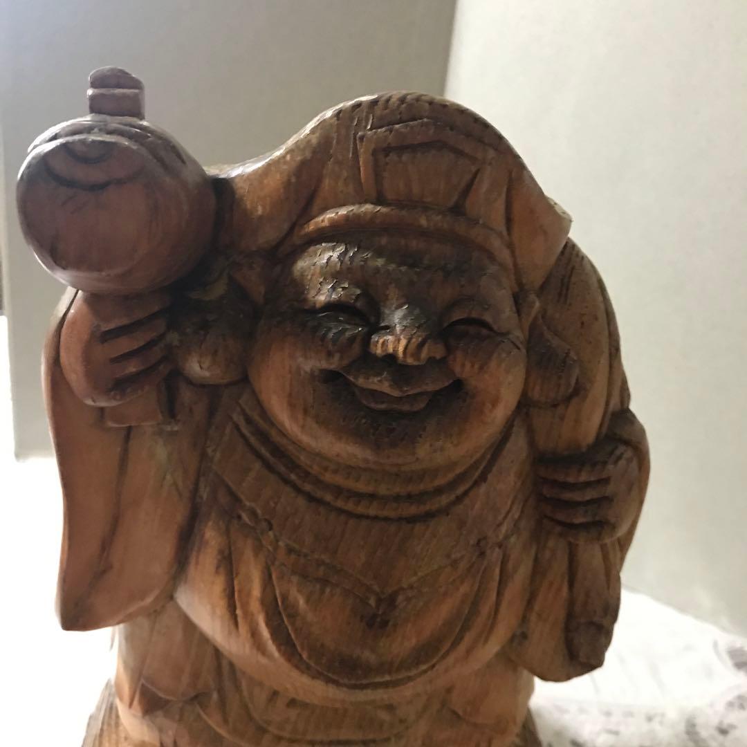 木製 福の神 大黒天 彫刻 約30cm