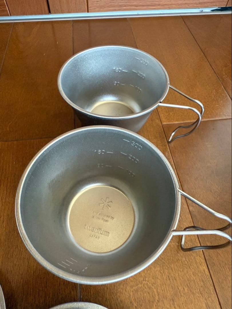 スノーピーク 深型チタンシェラカップ 蓋付き ステンレスレンゲ セット売り