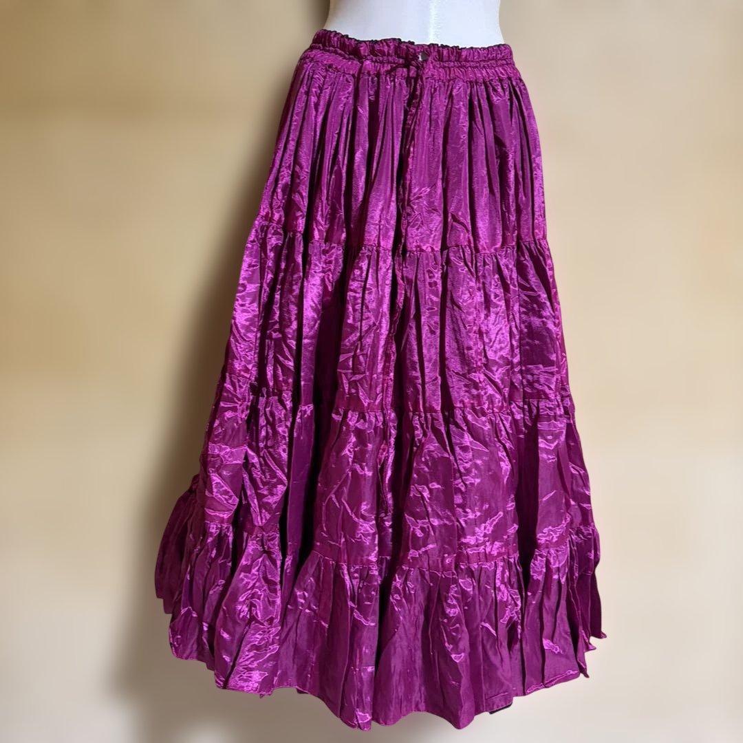 フラダンス Elastic Waist Satin Skirt
