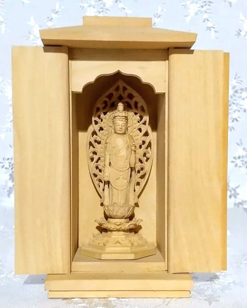 十一面観音菩薩像【極小】#406 厨子入り 木彫 仏像