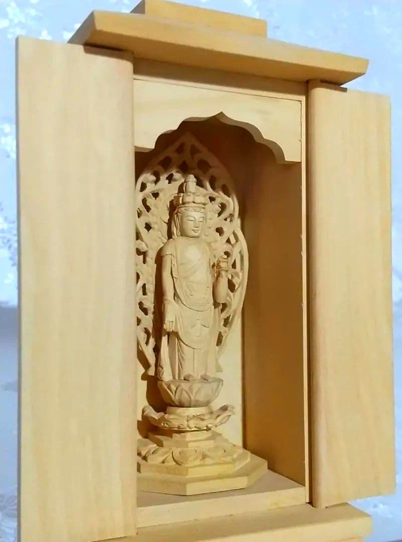 十一面観音菩薩像【極小】#406 厨子入り 木彫 仏像