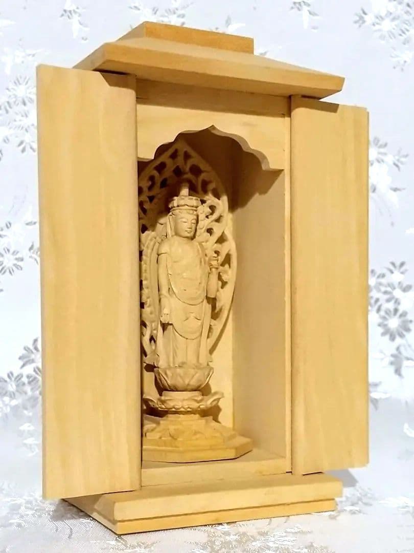 十一面観音菩薩像【極小】#406 厨子入り 木彫 仏像