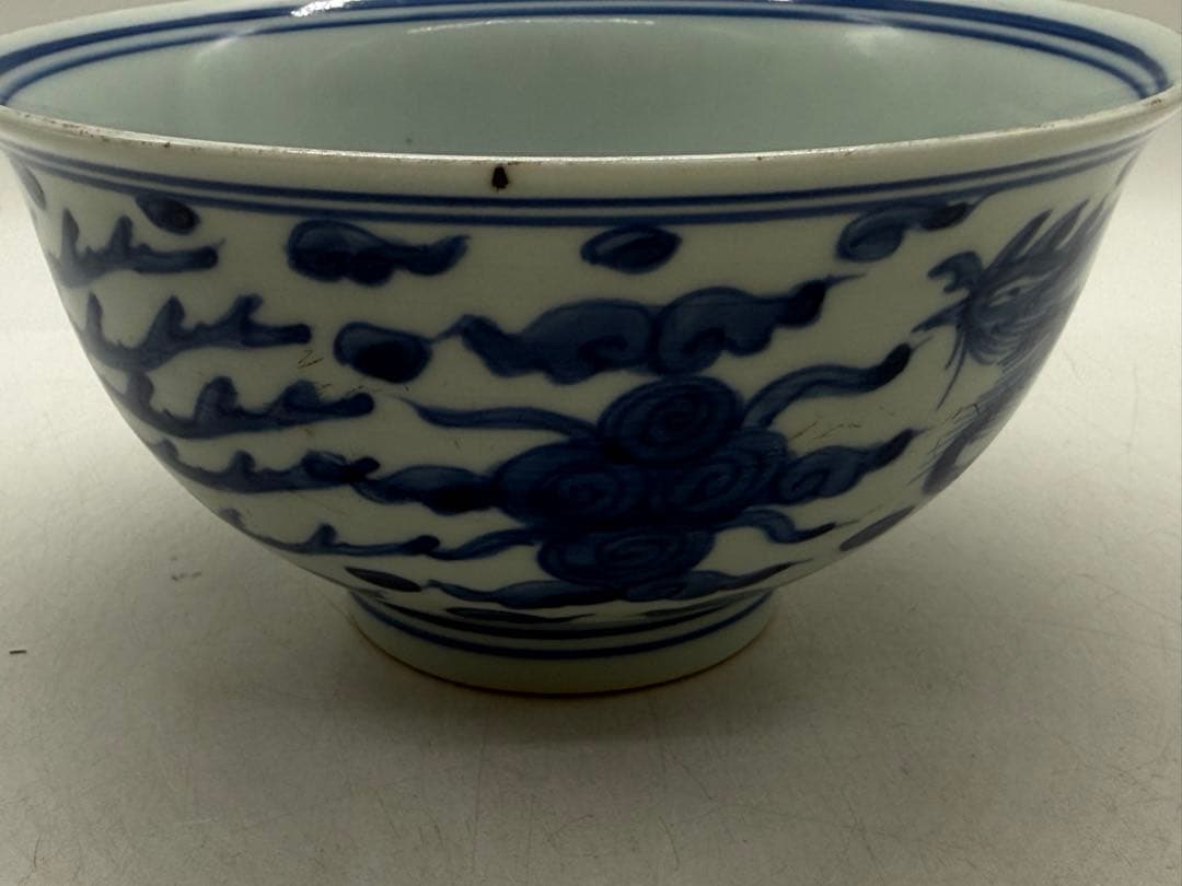 中国　明時代　染付　雙鳳紋碗　大明万暦年製　送料込み251214