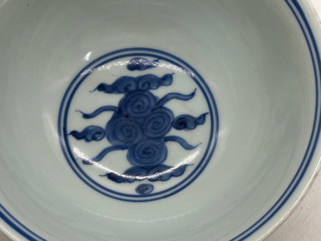 中国　明時代　染付　雙鳳紋碗　大明万暦年製　送料込み251214