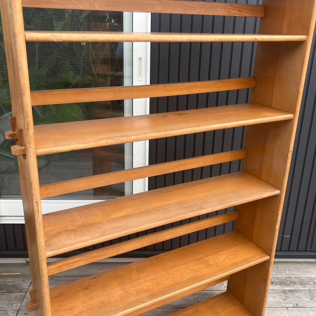 昭和レトロ ミッドセンチュリー くさび型 楔棚 木製オープンラック 本棚 飾り棚