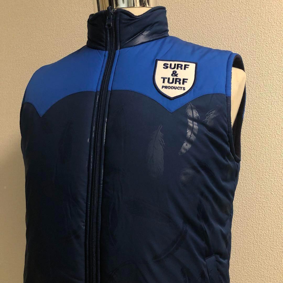 サーフアンドターフ リバーシブル 中綿 フリース ベスト★ネイビー Mサイズ