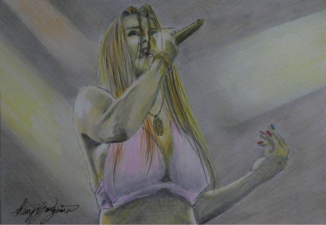 「 I will sing a song for you 」 色えんぴつ画 A4