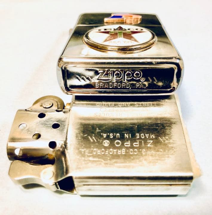 シェビーNO1 &テキサコoil＊1985年ビンテージ＊エナメル七宝ダブルメタル