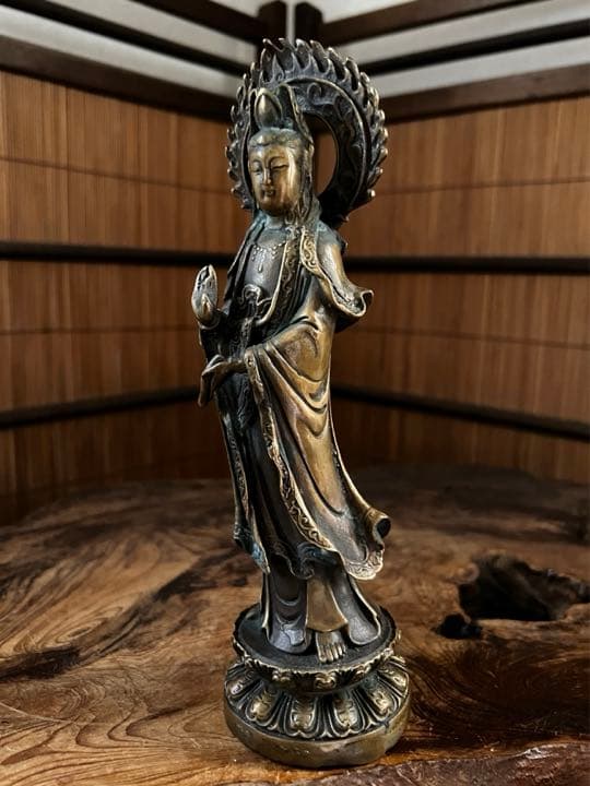 仏教美術 古銅製 観音菩薩像 仏像