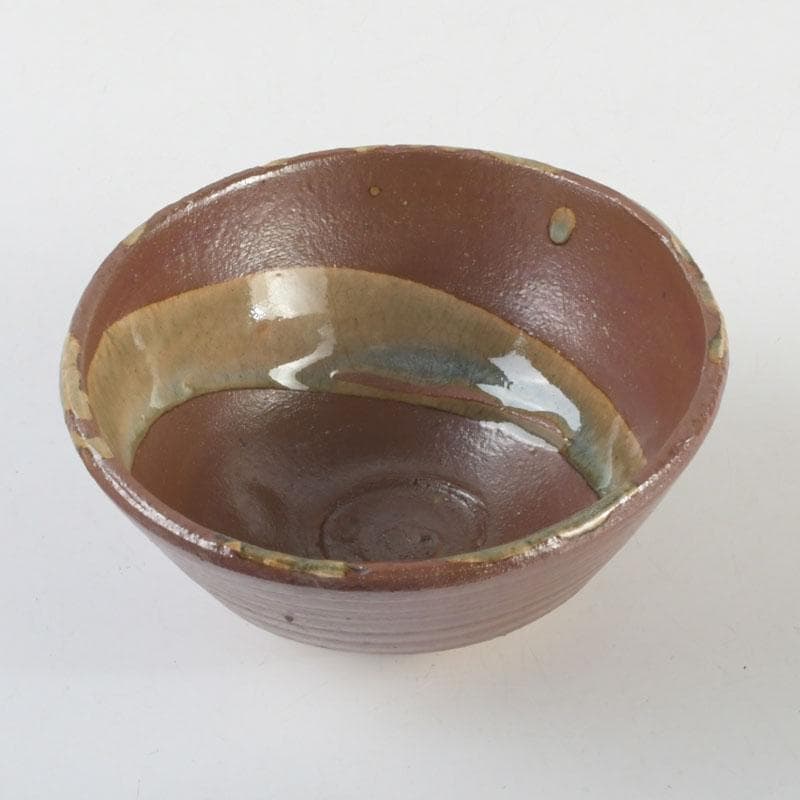 茶道具　虎山窯　鈴木青々作　鉄釉　茶碗　共箱　C　9483