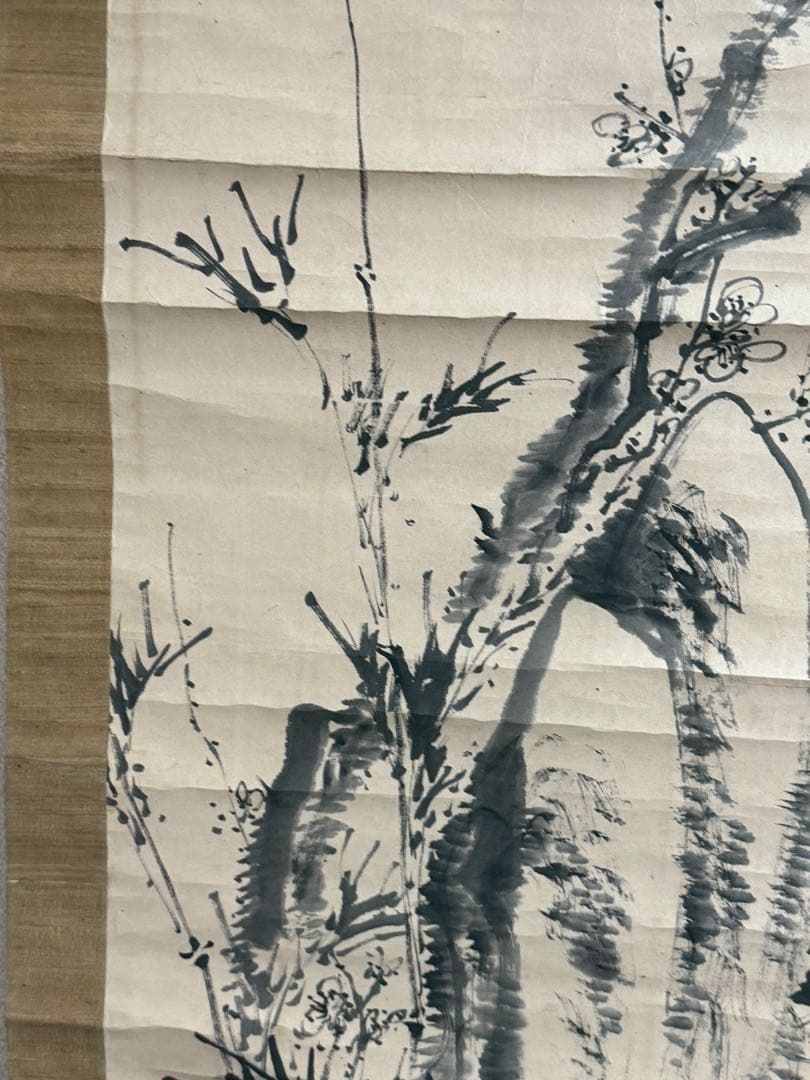 平野五岳筆　紙本肉筆　梅之圖　掛軸　送料込み250902