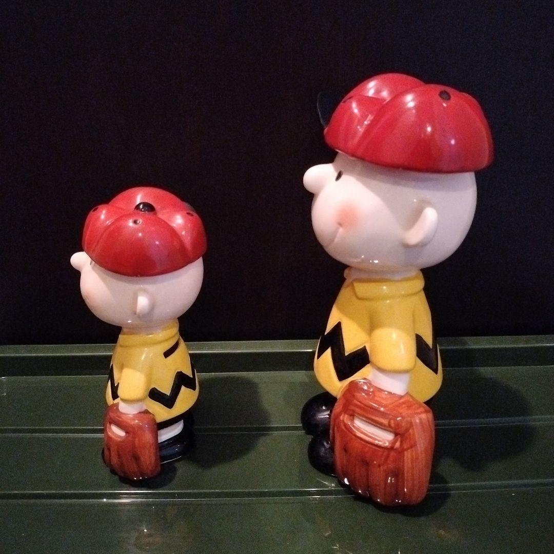 チャーリーブラウンの陶器製ビンテージバンク大小2個セット